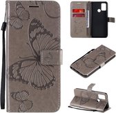 Voor Huawei Honor 9A 3D Vlinders Embossing Patroon Horizontale Flip Leren Case met Houder & Kaartsleuf & Portemonnee (Grijs)