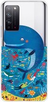 Voor Huawei Honor X10 5G schokbestendig geschilderd TPU beschermhoes (walvis zeebodem)