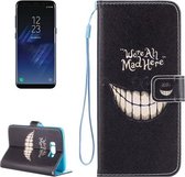 Voor Galaxy S8 Smiling Teeth We are All Mad Here Patroon Horizontale flip lederen hoes met houder & kaartsleuven en portemonnee