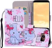 Vlinder Olifant Patroon Gekleurde Tekening Horizontale Leren Flip Case voor Galaxy S8 Plus, met Houder & Kaartsleuven & Portemonnee & Lanyard