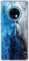 3D Marble Soft Silicone TPU Case Cover Bracket voor Huawei Mate 30 Pro (donkerblauw)