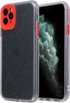 Voor iPhone 11 Pro Max Fine Hole-serie Anti-fall transparant TPU + acryl glitter telefoon beschermhoes (rood)