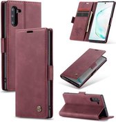 CaseMe-013 Multifunctionele horizontale lederen flip-hoes met kaartsleuf en houder voor Galaxy Note 10 (rode wijn)