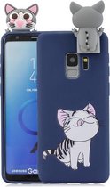 Voor Galaxy S9 Cartoon schokbestendig TPU beschermhoes met houder (kat)