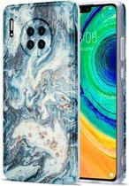 Voor Huawei Mate 30 TPU Gilt Marble Pattern beschermhoes (blauw)