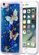 Goudfoliestijl Dropping Glue TPU zachte beschermhoes voor iPhone 6 (blauwe vlinder)