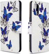 Voor Galaxy A41 Gekleurde tekening Horizontale lederen flip-hoes met houder & kaartsleuven & portemonnee (vlinders)