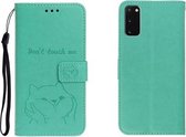 Voor Galaxy S20 reliëf Shiba Inu links en rechts lederen tas met standaard & kaartsleuf & sallet (groen)