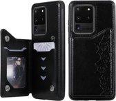 Voor Galaxy S20 Ultra Six Cats Embossing Pattern Schokbestendige beschermhoes met kaartsleuven en fotolijst (zwart)