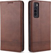 Voor Huawei Nova 7 AZNS Magnetische Kalfsstructuur Horizontale Flip Leren Case met Kaartsleuven & Houder & Portemonnee (Donkerbruin)