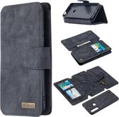 Voor Huawei P Smart Z Afneembare Frosted Magnetische Horizontale Flip Leren Case met Kaartsleuven & Houder & Rits Portemonnee & Fotolijst (Zwart Blauw)