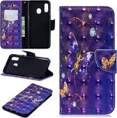 3D Gekleurde Tekening Patroon Horizontale Leren Flip Case voor Samsung Galaxy A20 & A30, met Houder & Kaartsleuven & Portemonnee (Paarse Vlinder)