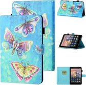 Voor Amazon Kindle Paperwhite 4/3/2/1 Gekleurde tekeningstiksels Horizontale flip lederen tas met houder & kaartsleuf & slaap- / wekfunctie (kleurrijke vlinders)