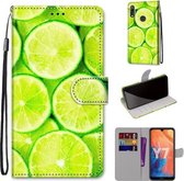 Voor Huawei Y7 (2019) / Enjoy 9 Gekleurde Tekening Cross Textuur Horizontale Flip PU Lederen Case met Houder & Kaartsleuven & Portemonnee & Lanyard (Groene Citroen)