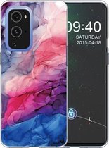 Voor OnePlus 9 Pro schokbestendig TPU beschermhoes met marmerpatroon (abstract rood)