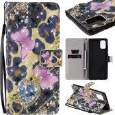 Voor Galaxy A71 3D schilderij horizontale flip lederen tas met houder & kaartsleuf & lanyard (roze vlinders)