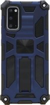 Voor Galaxy S20 schokbestendige TPU + pc magnetische beschermhoes met houder (blauw)