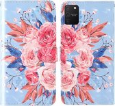 Voor Samsung Galaxy S10e 3D-schilderij Gekleurd tekeningpatroon Horizontaal Flip TPU + PU-lederen hoes met houder & kaartsleuven & portemonnee & lanyard (gekleurde bloemen)