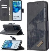 Voor Samsung Galaxy S20 Ultra Bijpassende Kleur Krokodil Textuur Horizontale Flip PU Lederen Case met Portemonnee & Houder & Kaartsleuven (Zwart)
