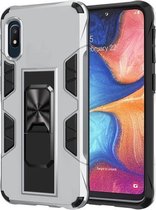 Voor Samsung Galaxy A10e Soldier Armor schokbestendig TPU + PC magnetische beschermhoes met houder (zilver)