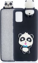 Voor Galaxy A51 schokbestendig 3D liggend Cartoon TPU beschermhoes (Panda met blauwe strik)