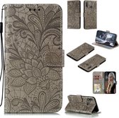 Voor Galaxy A70e Kant Bloem Embossing Patroon Horizontale Flip Leren Case, met Houder & Kaartsleuven & Portemonnee & Fotolijst & Lanyard (Grijs)