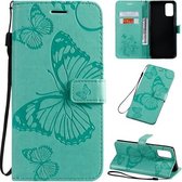 Voor Galaxy S20 Ultra Pressed Printing Butterfly Pattern Horizontale Flip PU lederen tas met houder & kaartsleuven & portemonnee & lanyard (groen)