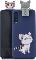 Voor Galaxy A50 Cartoon schokbestendige TPU beschermhoes met houder (kat)