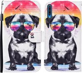 Voor Samsung Galaxy A70 Gekleurde Tekening Patroon Horizontale Flip Leren Case met Houder & Kaartsleuven & Portemonnee (Bril Hond)