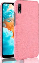 Schokbestendige krokodiltextuur pc + PU-hoes voor Huawei Y6 Pro (2019) (roze)