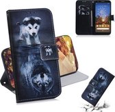 Schilderen Patroon Gekleurde Tekening Horizontale Leren Flip Case met Houder & Kaartsleuven & Portemonnee voor Google Pixel 3a (Wolf En Hond)