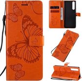 Voor Sony Xperia 1 II 3D Vlinders Embossing Patroon Horizontale Flip Leren Case met Houder & Kaartsleuf & Portemonnee & Lanyard (Oranje)