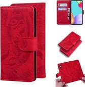 Voor Samsung Galaxy A52 5G Tiger Embossing Pattern Horizontale Flip lederen tas met houder & kaartsleuven & portemonnee (rood)