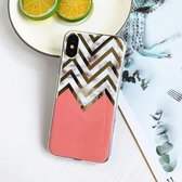 Galvaniserende stiksels marmerpatroon TPU beschermhoes voor iPhone XR (M Line Pattern)