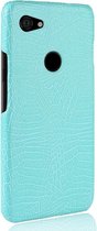 Google Pixel 3a Hoesje - Mobigear - Croco Serie - Hard Kunststof Backcover - Turquoise - Hoesje Geschikt Voor Google Pixel 3a