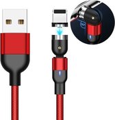 2m 2A-uitgang USB naar 8-pins nylon gevlochten roterende magnetische oplaadkabel (rood)