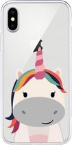 Voor iPhone X / XS patroon TPU beschermhoes (Fat Unicorn)