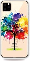 Afdrukpatroon Zachte TPU mobiele telefoon beschermhoes voor iPhone 11 Pro (schilderij boom)