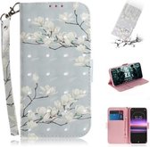 3D-schilderijpatroon Gekleurde tekening Horizontale lederen flip-hoes met houder & kaartsleuven en portemonnee voor Sony Xperia 1 / Xperia XZ4 (Mognolia)
