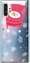 Voor Galaxy Note10 Pro Trendy schattig kerstpatroon doorzichtig TPU beschermhoes (ondersteboven sneeuwpop)