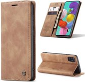 Voor Galaxy A51 CaseMe multifunctionele horizontale flip lederen tas, met kaartsleuf en houder & portemonnee (bruin)