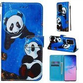 Voor Galaxy S20 Ultra Gekleurd Tekening Patroon Plain Weave Horizontale Flip Leren Case met Houder & Kaartsleuf & Portemonnee & Lanyard (Onderzeese Panda)