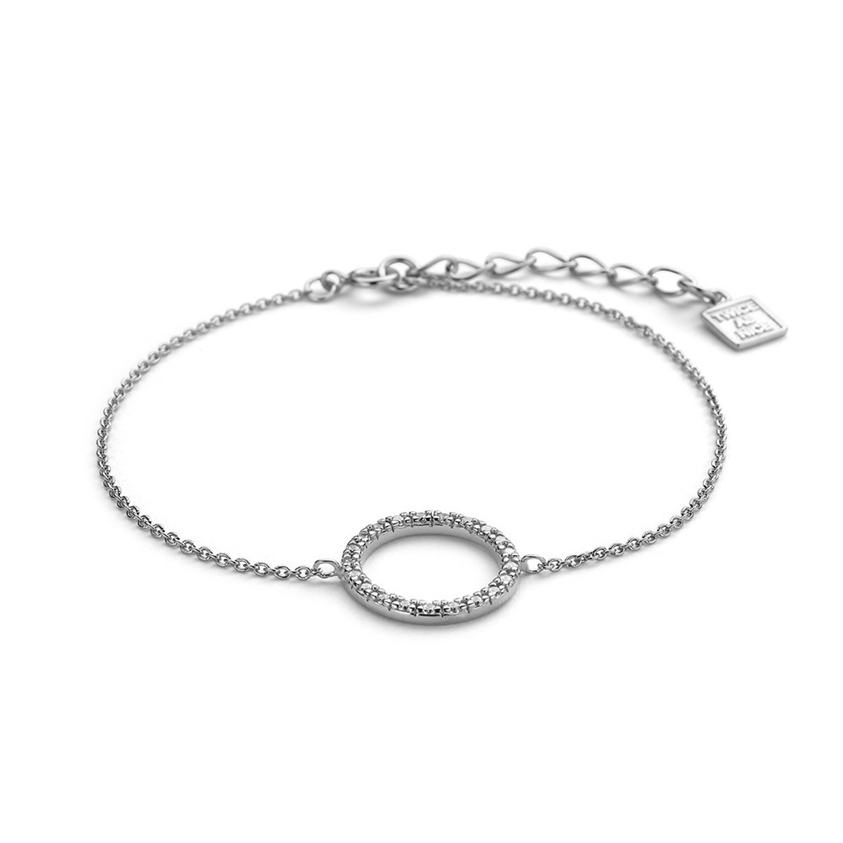 Twice As Nice Armband in zilver, cirkel, zirkonia 16cm+3cm