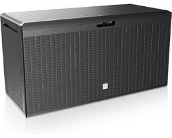 Casaria Opbergbox - Deksel Wielen 290L 117x47x60cm - Antraciet