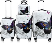 Bol.com Monzana Koffer Set - 4 Stuks Vlinder Motief met slot - 360° Wielen aanbieding