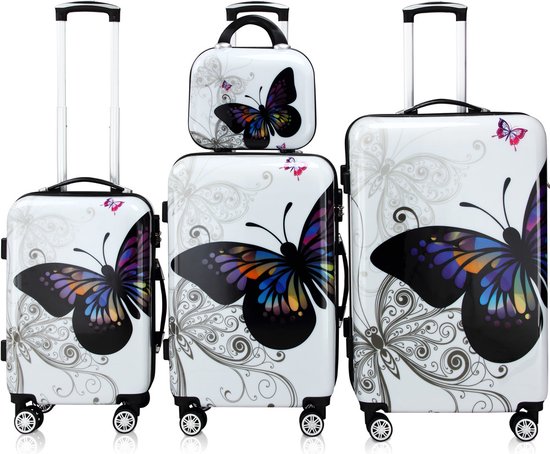 Set valise, set de voyage, valises, motif papillon