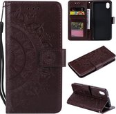 Voor Xiaomi Redmi 7A Totem Bloem Reliëf Horizontale Flip TPU + PU lederen tas met houder & kaartsleuven & portemonnee (bruin)