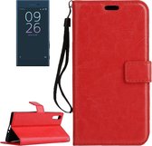 Voor Sony Xperia XZ Crazy Horse Texture Horizontale Flip PU Leather Case met houder & kaartsleuven & portemonnee & lanyard (rood)