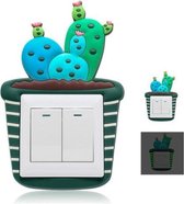 Leuke cartoon 3D fluorescerende siliconen schakelaar decoraties stickers (cactus)