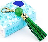 LS02 koeienhuid kwast sleutelhanger auto hangende tas hanger (groen)